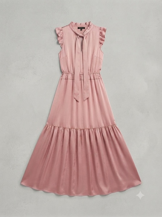 Banana Republic Dresses & Skirts - Banana Republic Dusty Rose Tie-Neck Ruffle Maxi Dress